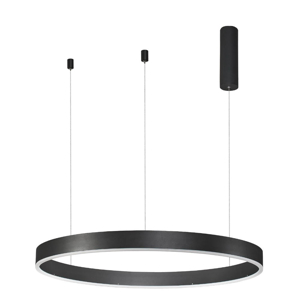 Lampadario anello nero 80cm led cct da 2700k a 6000k dimmerabile