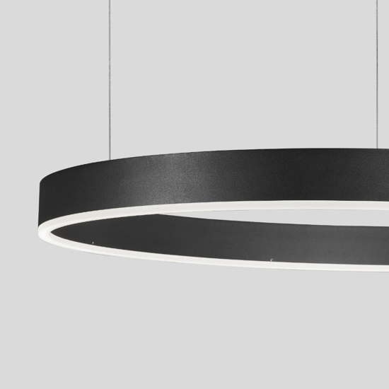 Lampadario anello nero 80cm led cct da 2700k a 6000k dimmerabile