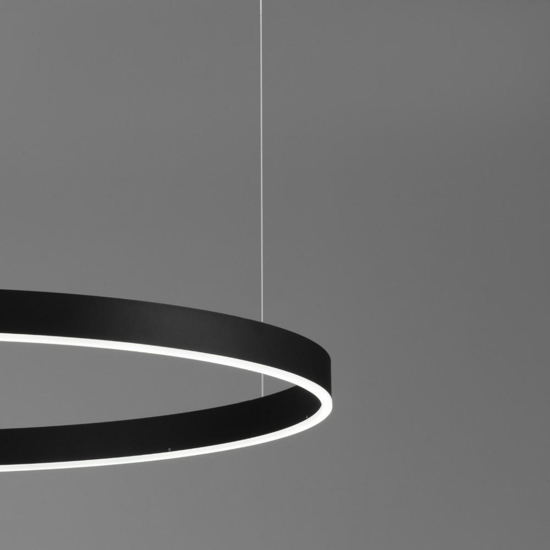 Lampadario anello led 120cm nero 72w 3000k sospensione dimmerabile