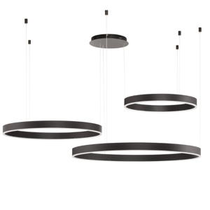 Composizione 3 lampadari anelli cerchi nero led 140w 2700k a 6000k