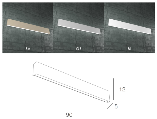 Applique led 80w da parete grigio rettangolare