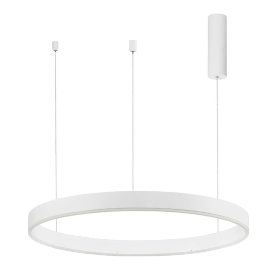 Lampadario cerchio bianco 80cm sospensione led 3000k dimmerabile