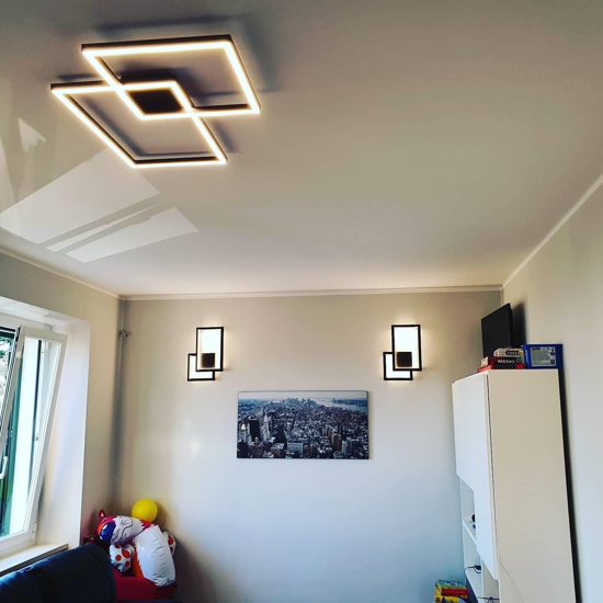 Plafoniera a led 64w 3000k 4000k 6000k nera design moderna rettangoli