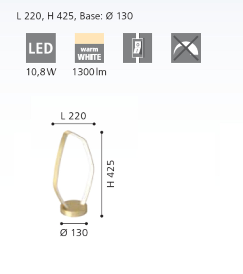 Lampada da tavolo oro led 11w 3000k design moderna