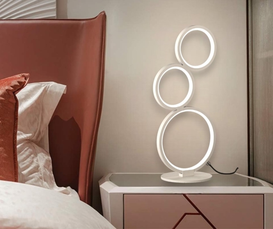 Lampada da comodino cerchi moderna led 17w 3000k bianca dimmerabile