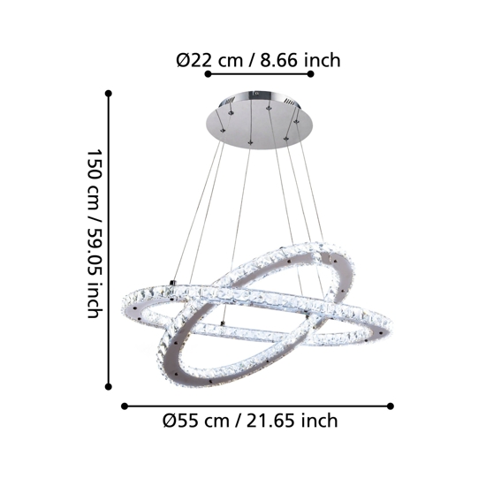 Lampadario anelli di cristallo per stanza da letto moderna