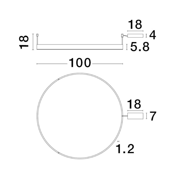 Plafoniera cerchio oro 100cm led 60w 3000k dimmerabile