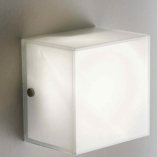 Applique da parete soffitto cubo vetro bianco per interni