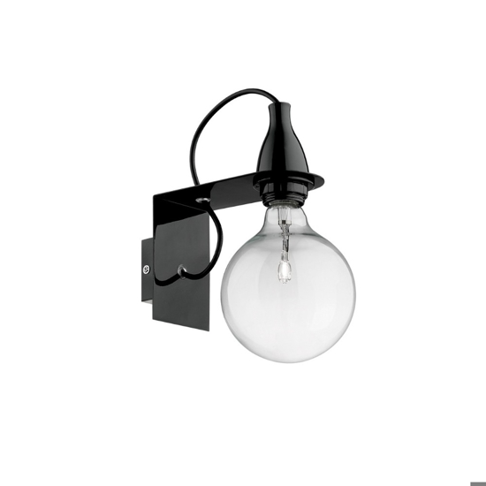 Minimal ap1 applique led 8w 3000k nero design lampadina trasparente ideal lux