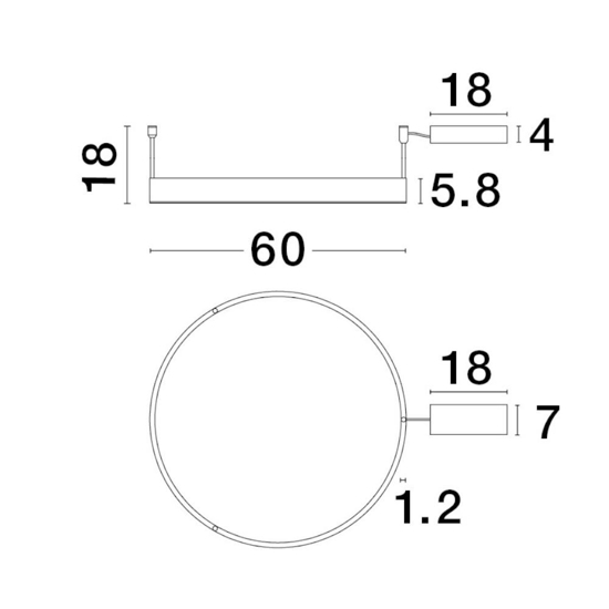 Plafoniera cerchio oro 60cm led 46w 3000k dimmerabile