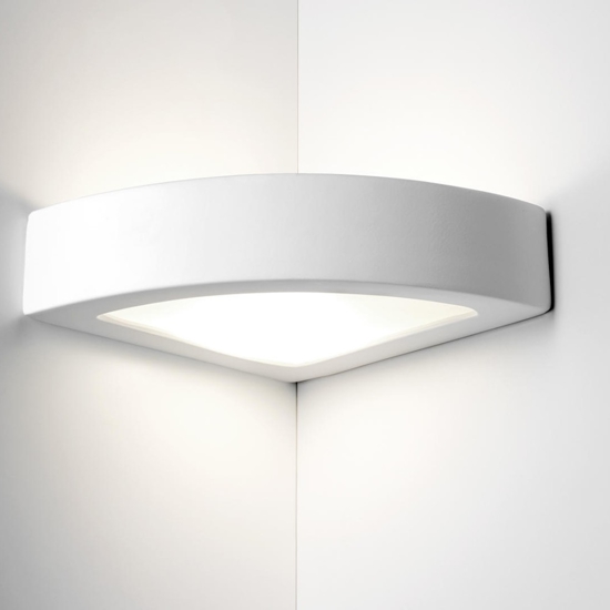 Applique angolare led 12w 2700k di gesso ceramica bianco per parete angolo