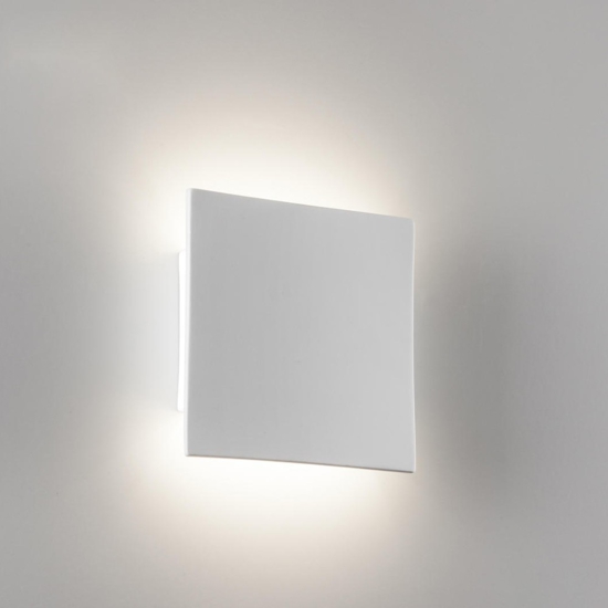 Applique gesso led 18w 3000k moderna quadrata in ceramica bianco pitturabile