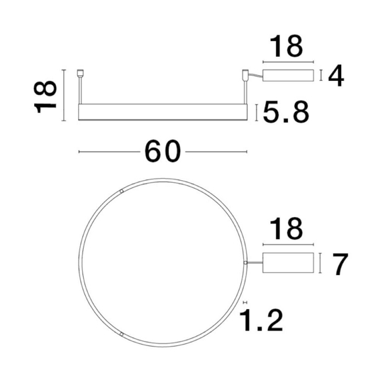 Plafoniera cerchio bianca 60cm led 46w 3000k dimmerabile