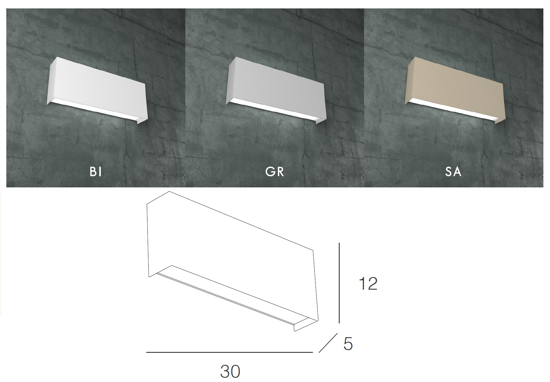 Applique led 20w moderne da parete bianco rettangolare