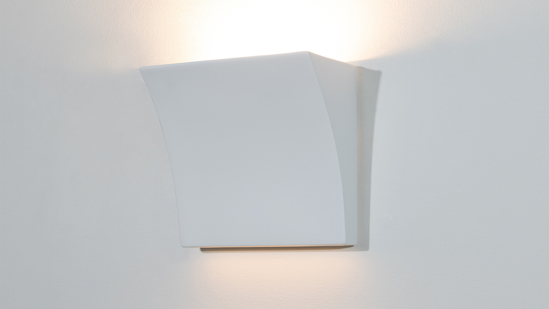 Applique led 9w 2700k design moderna bianco gesso ceramica verniciabile