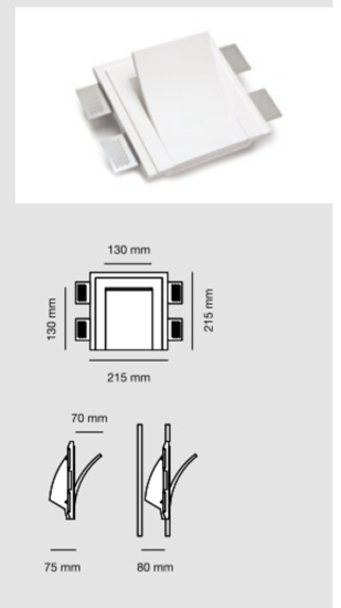 Applique bianco gesso led 9w 4000k lampada da incasso a scomparsa parete cristaly