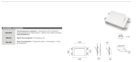 Lampada da incasso filo parete di gesso led cristaly 21,5w 3000k