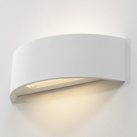 Applique curvo led 18w 3000k gesso ceramica bianca pitturabile