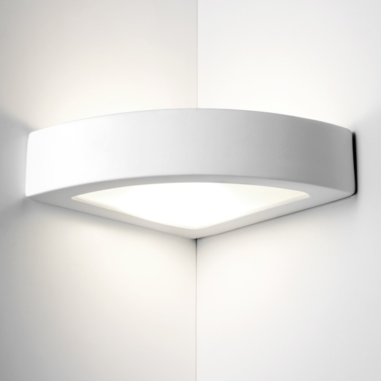 Applique angolare led 12w 3000k bianca moderna di gesso ceramica pitturabile