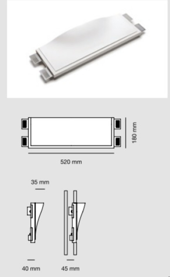 Applique da incasso a scomparsa parete bianco gesso led cristaly pitturabile 24v 9,5w 3000k