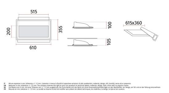 Vela lampada di gesso led cristaly da incasso a scomparsa parete 32w 3000k