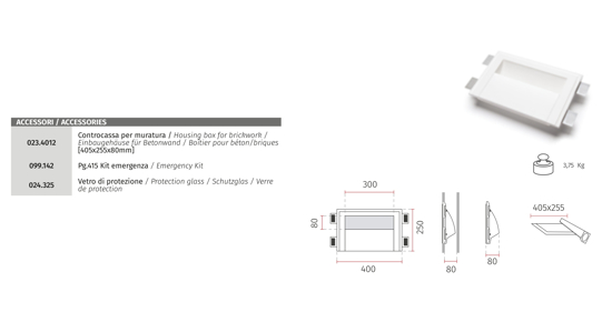 Applique in gesso led cristaly da incasso parete 21,5w 2700k bianca