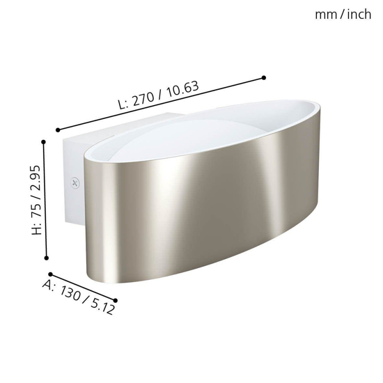 Applique led 10w 3000k ovale design moderna nickel