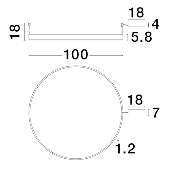 Plafoniera cerchio 100cm bianco led 60w 3000k dimmerabile