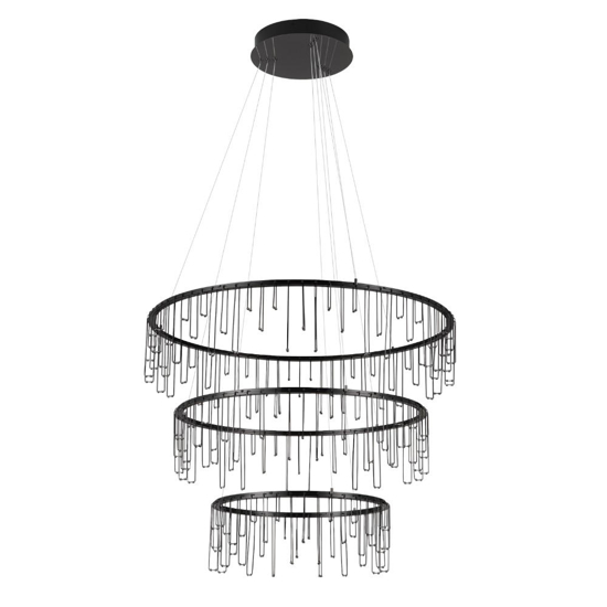 Lampadario nero design moderno stelle cadenti led per soggiorno