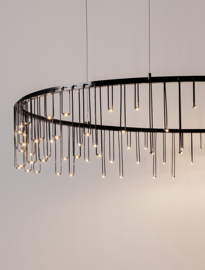 Lampadario design stelle cadenti nero per soggiorno moderno