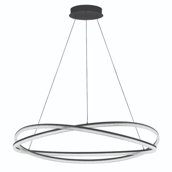 Grande lampadario design moderno intreccio nero per soggiorno