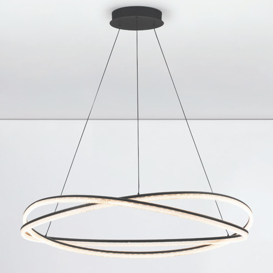 Grande lampadario design moderno intreccio nero per soggiorno