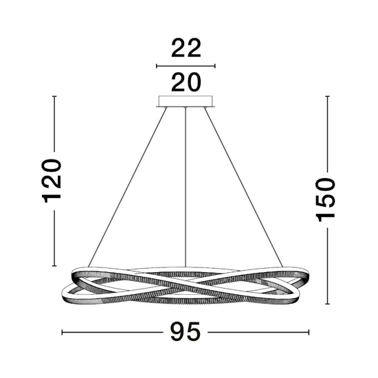 Grande lampadario design moderno intreccio nero per soggiorno