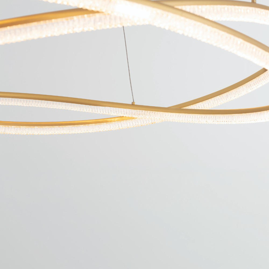 Grande lampadario intreccio oro led dimmerabile per sala da pranzo