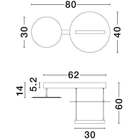 Lampadario a sospensione design led 35w 3000k dimmerabile