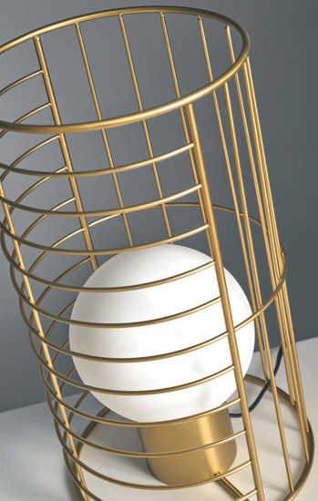 Lampada da tavolo oro sfera vetro bianco design moderno per soggiorno