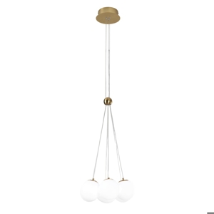 Lampadario oro a sospensione 7 luci vetro bianco led 36w 3000k vivida pearl