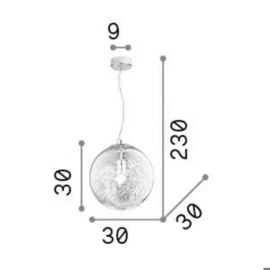 Mapa max sp1 d30 lampada a sospensione sfera vetro trasparente ideal lux