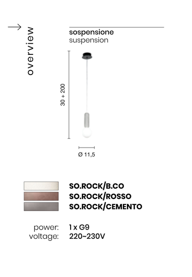 Lampada a sospensione per isola cucina di cemento grigio ondaluce rock vetro bianco