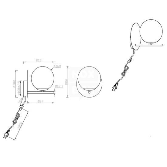 Applique per comodino camera da letto antracite opaco