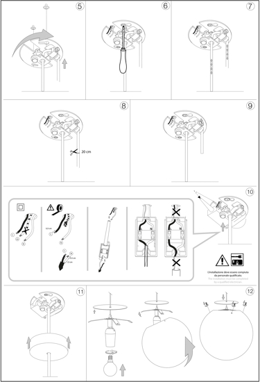 Carta sp1 d40 lampada sospensione sfera bianca effetto carta ideal lux