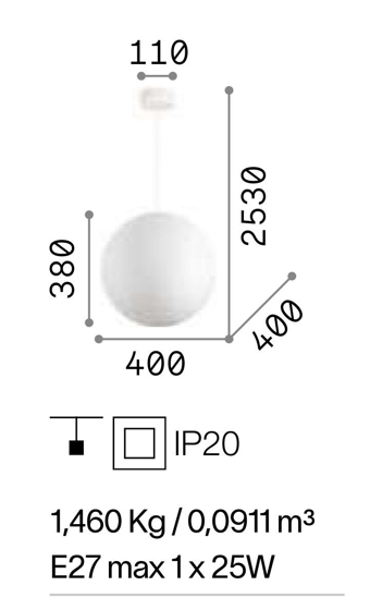 Carta sp1 d40 lampada sospensione sfera bianca effetto carta ideal lux