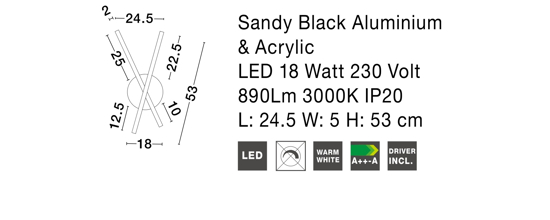 Applique led 18w 3000k bianco moderna design