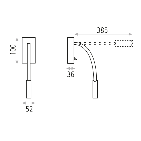 Applique luce comodino camera da letto led 3w 3000k bianco braccio orientabile