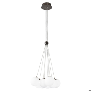 Lampadario vivida pearl bronzo 9 sfere vetro bianco led 50w 3000k