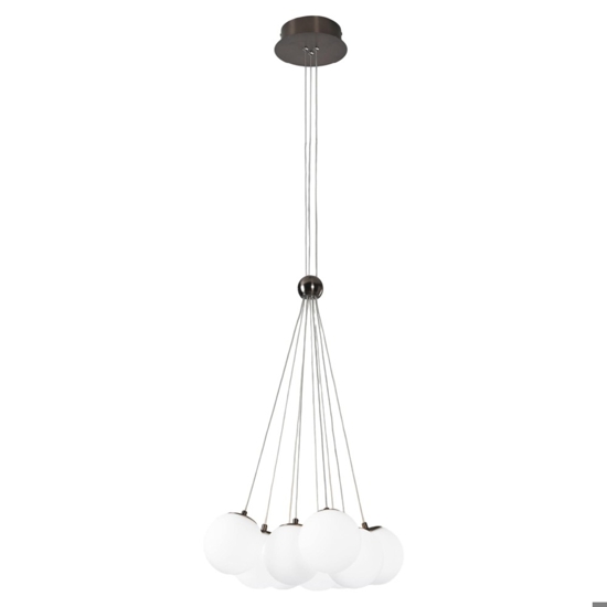 Lampadario vivida pearl bronzo 9 sfere vetro bianco led 50w 3000k