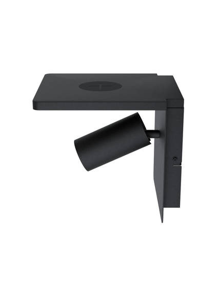 Applique da comodino nero con caricatore wireless