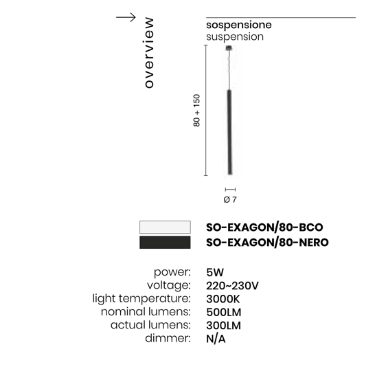 Lampada a sospensione pendente esagonale exagon bianca ondaluce led 5w 3000k