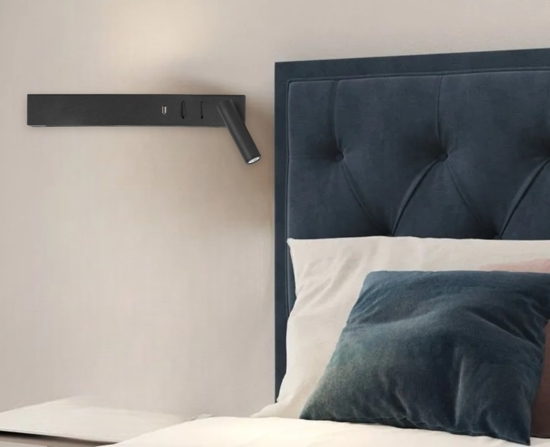 Applique sinistro nero per camera da letto moderna