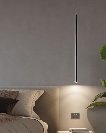 Ideal lux ultrathin sp d040 round nero lampadario cilindro led 11,5w 3000k